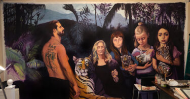 Endangered-Tigers-9 -x-16-feet-oil-on-canvas-begun-in-November-of-2019.-In-progress-in-December-of-2021